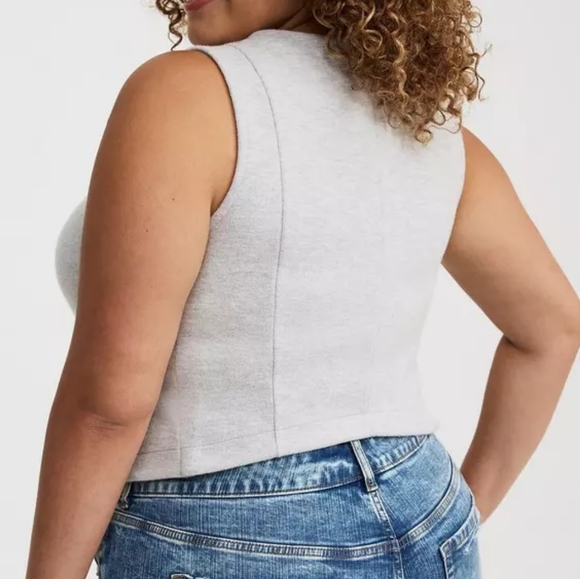 Torrid Gray Grey Button-Up Layering Sleeveless Soft Knit Vest 3X 22/24 NWT - Picture 2 of 4